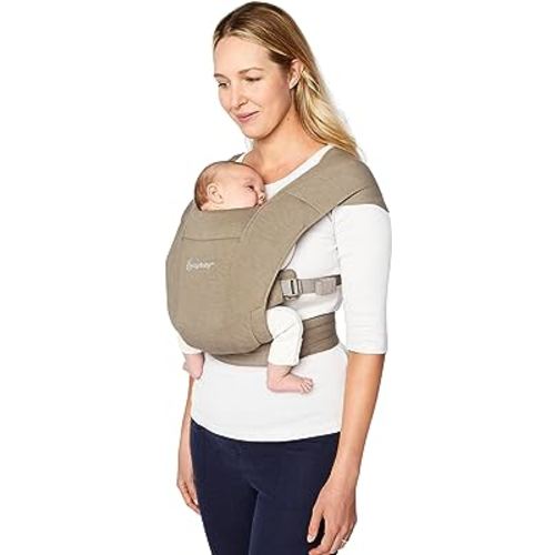 Ergobaby Embrace Cozy Newborn Baby Wrap Carrier (7-25 Pounds), Ponte Knit, Olive