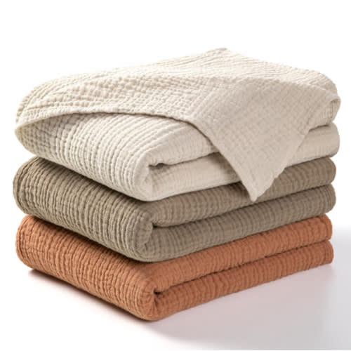 lulumoon Muslin Swaddle Blanket Baby - Cotton Swaddling Blanket Soft Baby Receiving Blankets Neutral 3Pack(Olive)