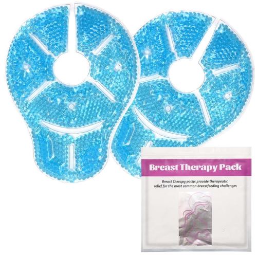 Breast Treatment Ice Pack Hot Cold Breast Pad, Nursing Pain, Mastitis, Swelling, Essential for Breastfeeding New Mothers, 2 Pack (Blue, L)