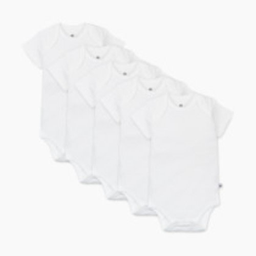 Honest Baby Clothing 5-Pack Organic Cotton Short Sleeve Bodysuits - Bright White, 0-3 M, 5