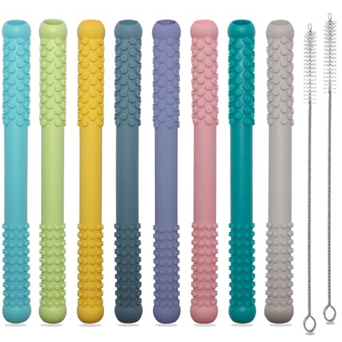 Teething Toys 3-6 Months 8 Pack, Silicone Teethers for Babies Nursing, Teething Tubes Sticks for Babies 6-12 12-18 Months, Autism Sensory Toys for Kids Chewing, Biting