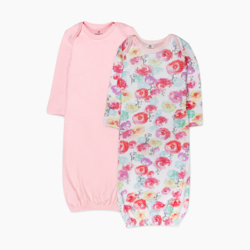 Honest Baby Clothing 2-Pack Organic Cotton Sleeper Gowns - Rose Blossom, 0-6 M, 2