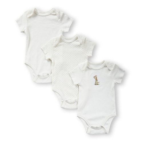 Little Me Baby Newborn-9 Months Giraffe 3-Pack Short Sleeve Bodysuits