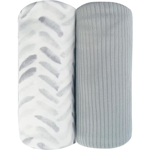 Jersey Swaddle Blanket, Ultra Soft Stretchy Receiving Blanket, Newborn Swaddle Wrap for Boys & Girls, 40 x 30 inches, 2 Pcs