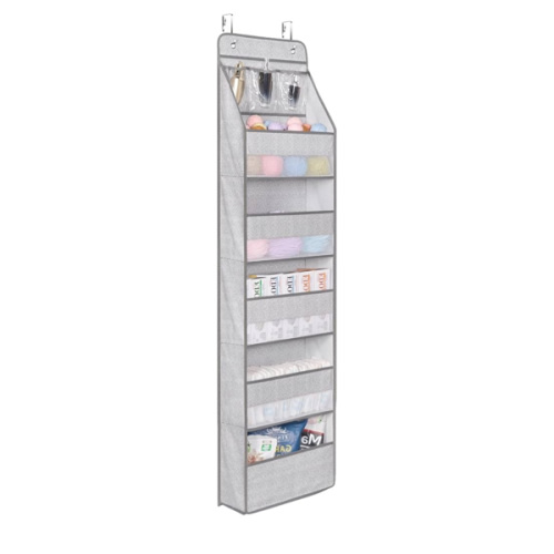 Univivi 6 - Layer Fabric Over the Door Organizer Gray Foldable Nursery Closet Storage, Large Hanging Door Organizer for Cosmetics, Toys and Sundries…