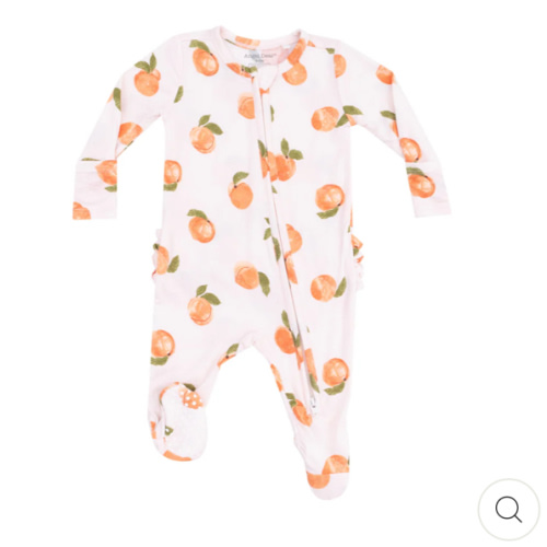 2 Way Zipper Ruffle Back Footie - Watercolor Peaches