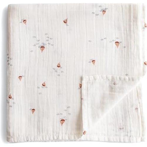 mushie Muslin Baby Swaddle Blanket | 100% Organic Cotton (Boats)