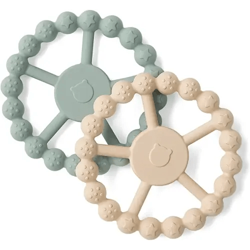 Silicone Teethers for Babies 0-6 6-12 Months Baby Teething Rings Chew Toys for Infant Boys and Girls - 2 Pack