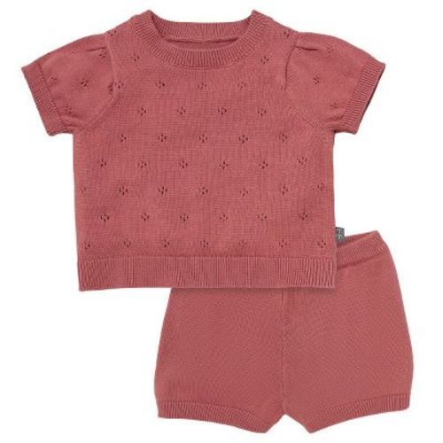 Modern Moments™ by Gerber Baby Girls' 2-Piece Sweater Knit Top and Shorts Set, Dark Rose, 18 Months