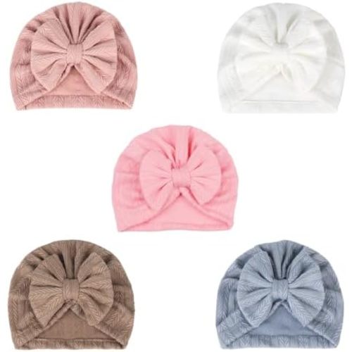 Baby Girls Hats Turban Hat for Infant Cap Hats with Bow Knot Soft Nursery Beanie