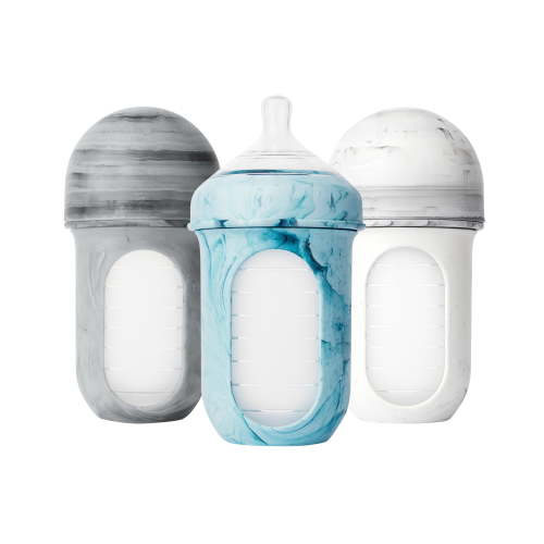 Nursh Silicone Baby Bottles with Collapsible Silicone Pouch - 8 fl oz/3pk - Tie Dye