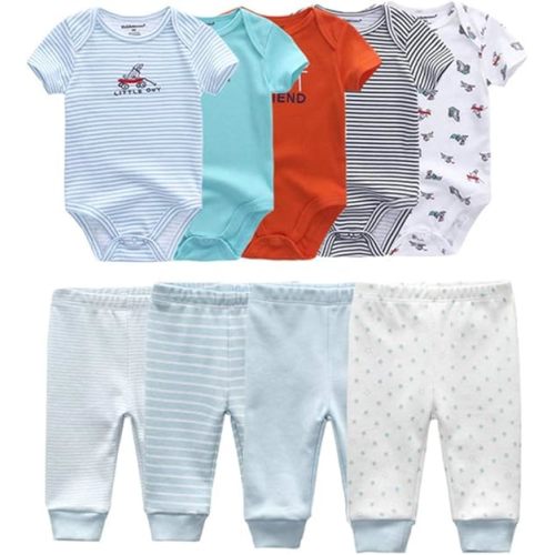 Baby Layette Set Baby Boys' 9-Piece Bodysuits Pants Set Toddler Girl Boy Unisex Baby Gift Sets 6-9 M