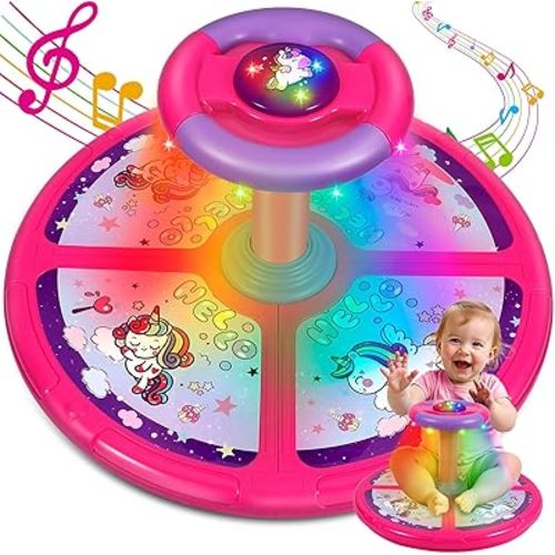 Unicorn Sit and Spin Toys for Toddlers, Extra Large Size, Christmas Birthday Gift for Kids Boys Girls with Music & LED Lights, 360°Spinning Seat Sensory Toys Stocking Stuffers