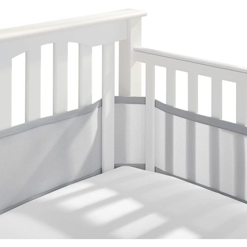 BreathableBaby Breathable Mesh Liner for Full-Size Cribs, Classic 3mm Mesh, Gray (Size 4FS Covers 3 or 4 Sides)