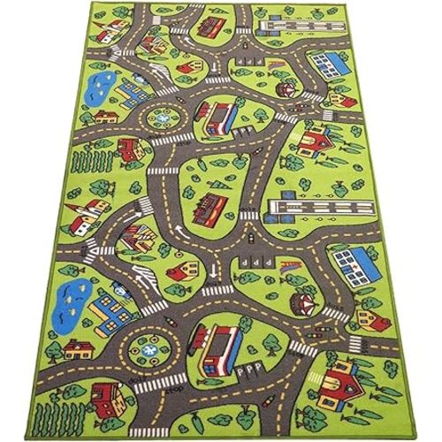 Kids Rug Playmat City Life Great for Playing with Cars and Toys - Play Learn and Have Fun Safely - Educational Road Traffic Play Mat for Bedroom Play Room Game Safe Area (x Large)