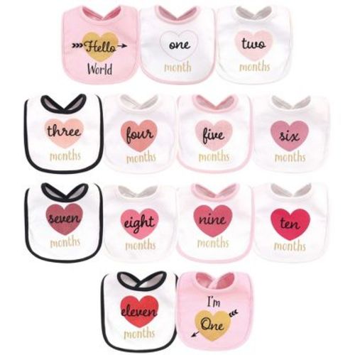 Hudson Baby Infant Girl Cotton Bibs 13pk, Hello World, One Size