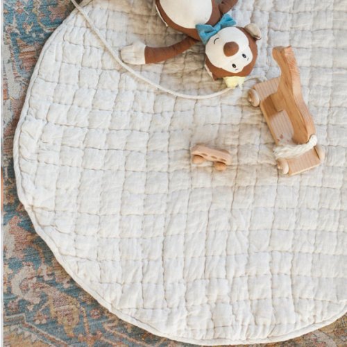 Quilted Play Mat - Natural Chambray