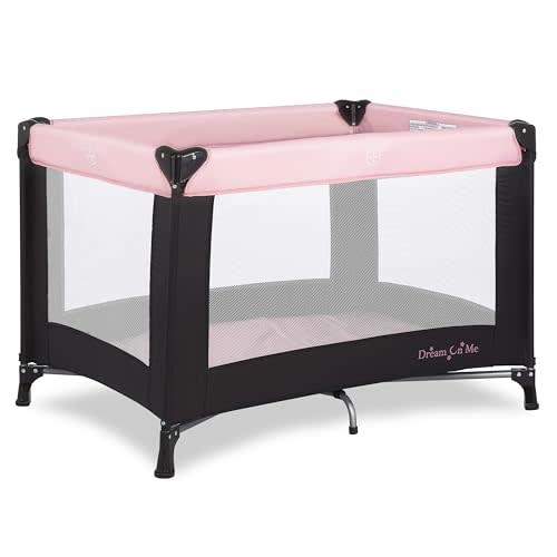 Dream On Me Nest Portable Baby Playard, Lightweight Foldable Travel Play & Nap Space with Carry Bag, Breathable Mesh Sides for Infants & Toddlers, Compact Indoor Outdoor Use, Pink