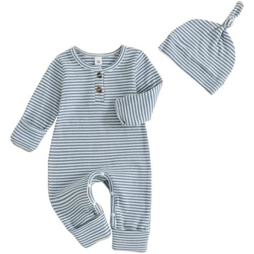 CIYCUIT Newborn Baby Boy Girl Romper Clothes Infant Solid Ribbed Onesie Bodysuit Jumpsuit Outfits