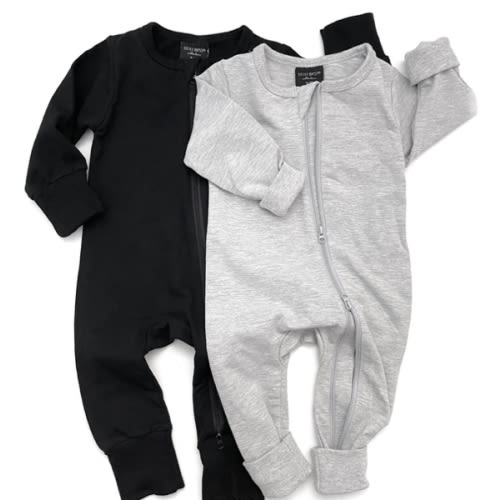 12-18 months 2-Way Zip Romper - Black & Gray