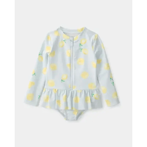 Toddler Girl 1-Piece Lemon Rashguard Swimsuit - Blue | Carter's
