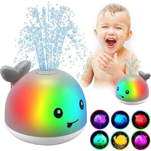 ZHENDUO Baby Bath Toys, Light Up Bath Toys Spray Water Bath Toy, Sprinkler Bathtub Toys for Toddlers Kids Boys Girls, Pool Bathroom Toy for Baby,Christmas Baby Toys