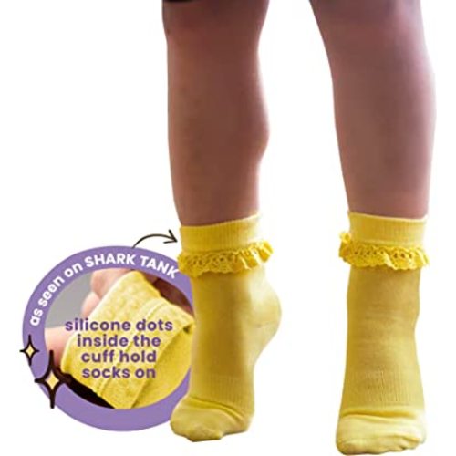 Squid Socks Bamboo Socks for Girls & Boys, 6M, 12M, 2T - 3T, White Grippy Socks that Stay On - As Seen on Shark Tank - Cassie