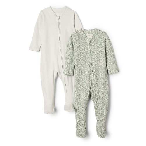 Amazon Essentials x Sofia Grainge Unisex Babies' Cotton Footed Sleep and Play Bodysuit, Pack of 2