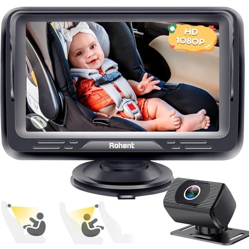 Amazon.com: Rohent Baby Car Camera HD 1080P - Rear-Facing Infant Monitor with Night Vision Car Camera for Baby 150° Wide-Angle Lens Anti-Glare Screen Easy Install 360° Adjustable Display : Baby