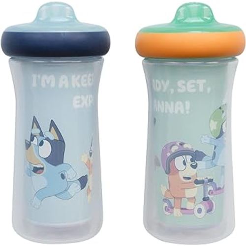 The First Years Bluey Insulated Sippy Cups - Dishwasher Safe Spill Proof Toddler Cups - Ages 12 Months and Up - 9 Ounces - 2 Count