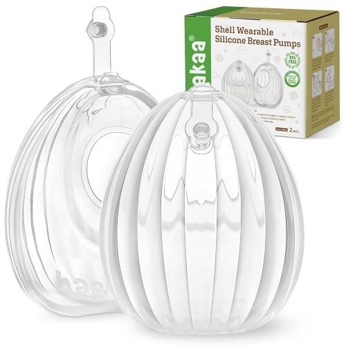 haakaa Wearable Breast Pump, Silicone Shell Breast Pump - Hands Free, Passive Breast Milk Collector Shield for Newborns, Breastfeeding, 120ml-2 pc