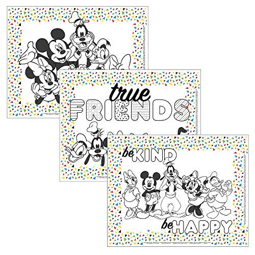 Disney Baby by J.L. Childress Disposable ColorMe Placemats, 24 Pack - Paper Stick-On Placemats with Coloring Fun, Airplane Tray Table Cover