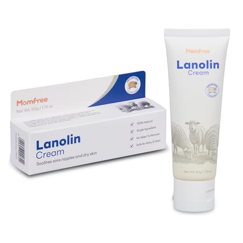 Natural Lanolin Nipple Cream: Soothing Nipples Cream Single Ingredient | Soothes Cracked & Sore Nipples | No Need to Remove Safe for Baby & Mom - 50g/1.76oz