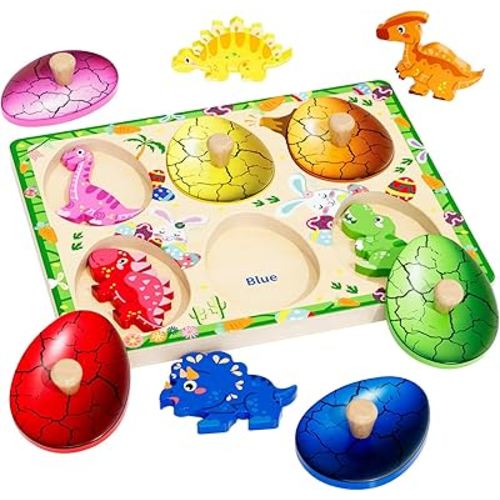 Amazon.com: QODOFLR Wooden Puzzles for Toddlers 18+ Months, Dinosaur Egg Shape Puzzle for Boy Girl, Montessori Shapes Sorter Board Puzzle for 1 2 Year,Preschool Learning Toys for Baby Kids : Toys & Games
