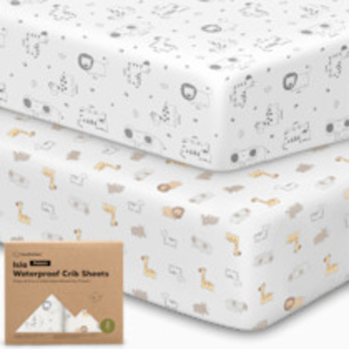 KeaBabies 2-Pack Isla (Protect+) Waterproof Crib Sheets - Kea Safari