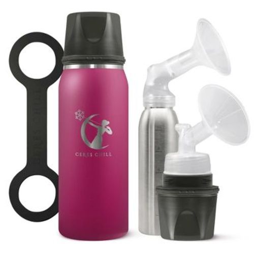 CERES CHILL OG Breastmilk Chiller, Reusable Storage Container, Up to 34 oz. - Up to 20 Hours, Connects w/ Most Pumps (Plum), 1 Count