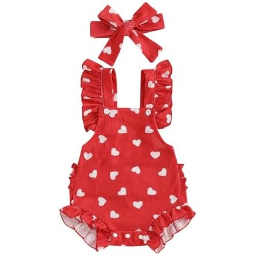 ZAXARRA Little Baby Girls 2Pcs Summer Outfits Fly Sleeve Flower Print Bodysuit with Headband Newborn Clothes