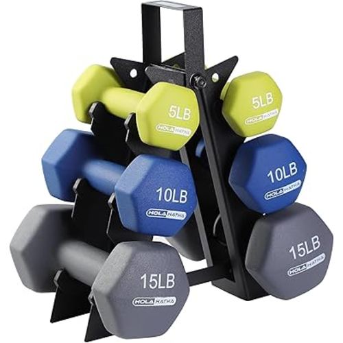 HolaHatha 5, 10, 15 lb (60 lb total) dumbbells