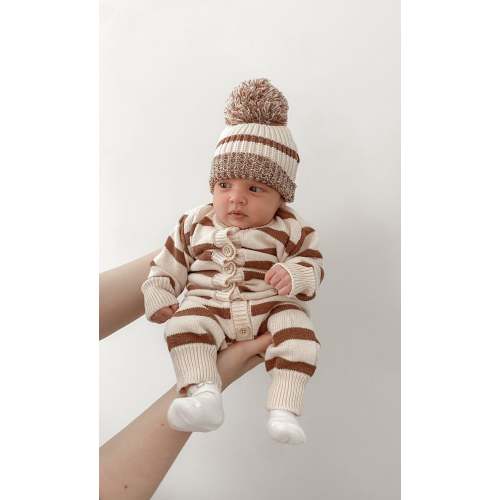 Cookie Long Sleeve Knit Romper & Beanie Bundle