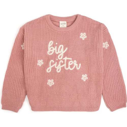 Big Sister Knit Sweater, Mauve I 3 Years