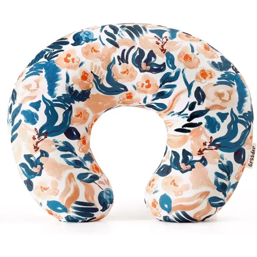 GRSSDER Reversible Nursing Pillow Cover, Ultra Soft Stretchy Minky Removable Nursing Covers Fitted for Breastfeeding Pillows Snug and Safe, Blush Flora