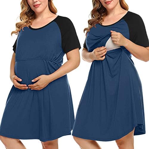 MONNURO Women's Plus Size Labor and Delivery Gown Nursing Nightgown Maternity Sleepwear Dress for Breastfeeding