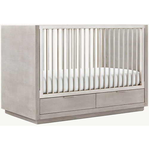 Clio Shagreen Storage Panel Crib - Pewter | RH Baby & Child