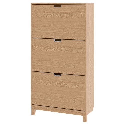 STÄLL Shoe cabinet with 3 compartments - oak veneer 31 1/8x11 3/8x58 1/4 "