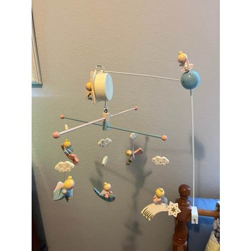 Vintage Hand Painted By Irmi Mobile Baby Crib Collectible - ANGELS, circa 1970s