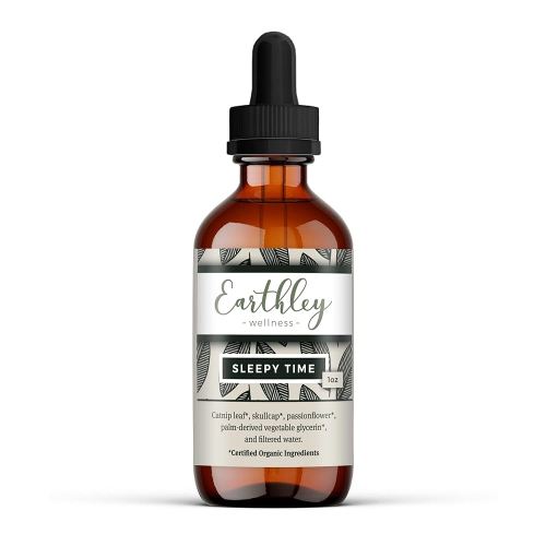 Earthley Wellness Sleepy Time, Natural Herbal Sleep Support for Adults and Kids, Calming Extract for Relaxation and Restful Nights, Alcohol-Free, Made with Catnip, Skullcap, and Passionflower (1oz)