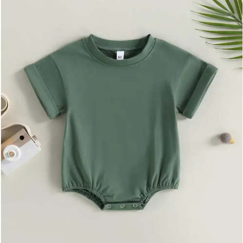 Baby Boy Girl Solid Color Short Sleeve Bubble Romper Oversized T-Shirt – August + Willow