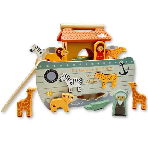Noah's Ark, birth gift, personalized gift, wooden toy, Montessori toy, birth gift, customizable