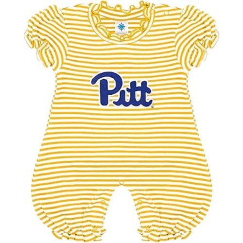 Creative Knitwear College Baby Striped Puff Sleeve Romper - Team Logo, Many Colors, for Girls (Newborn-12 Months)