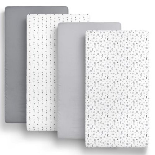 The Peanutshell Gray Celestial Galaxy Microfiber Sheet Sets, Crib, Washable (4 Pieces )